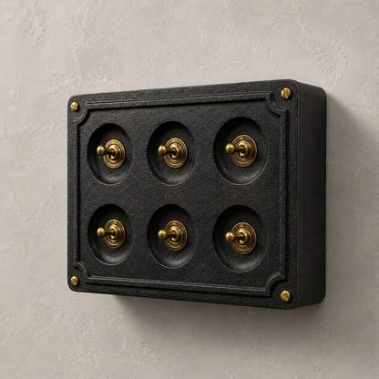 6 Gang 2 Way Black Zinc Cast Metal Conduit Light Switch