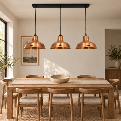 Filby ~ 3 x Antique Copper Design Pendant Set Track Light - 91cm