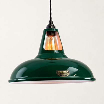 Cawston XL Racing Green Coolicon Lampshade Pendant Light - 14 Inch