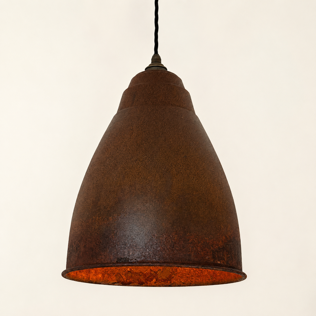 Brooke XL ~ Rusted Solid Steel Shade Pendant Set Light ~ 13 Inch