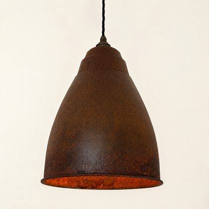 Brooke XL ~ Rusted Solid Steel Shade Pendant Set Light ~ 13 Inch