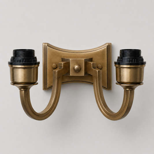 Double Antique Brass Wall Sconce Light | Vintage Industrial Twin Wall Lamp