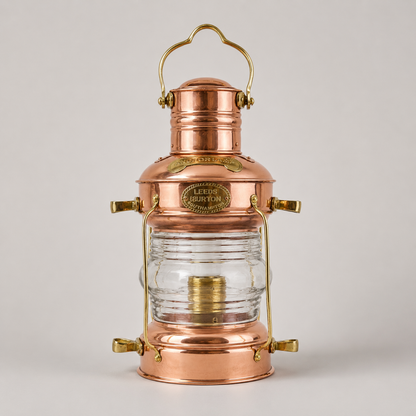 Solid Copper & Brass Nautical Anchor Table Lamp | Maritime Ship Lantern