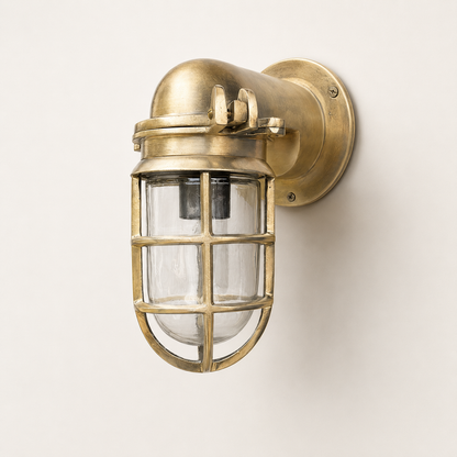 Happisburgh Raw Brass Outdoor & Bathroom Wall Light - 10 Inch