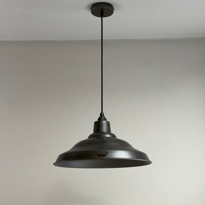 Bawsey Pewter Industrial Factory Pendant Light - 16 Inch