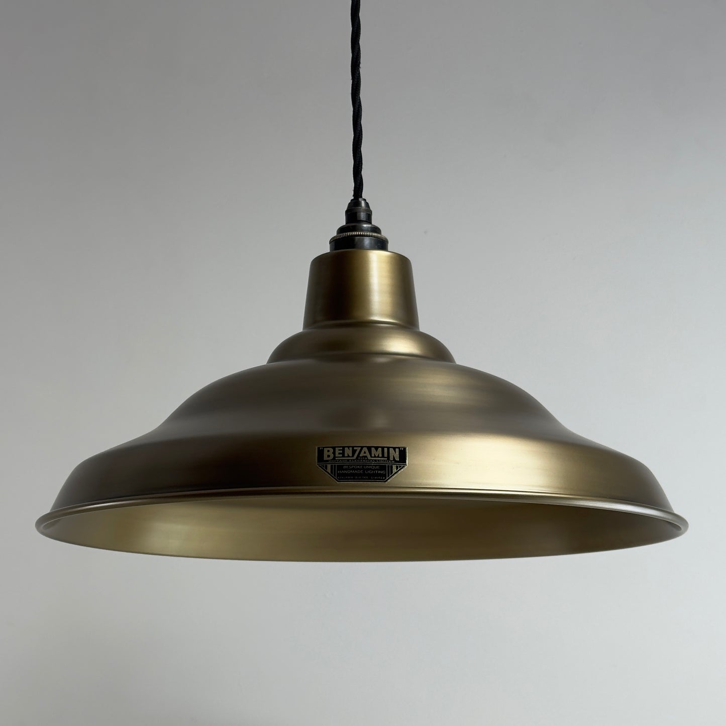 Bawsey - Antique Brass Industrial Pendant Light Factory Shade - 16 Inch