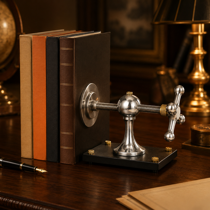 Windlass Bookend Nautical Book Holder Aluminium & Brass | DVD Organizer