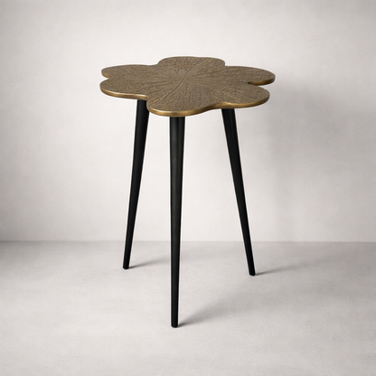 Brass Clover Side Table - Luxury Etched Botanical