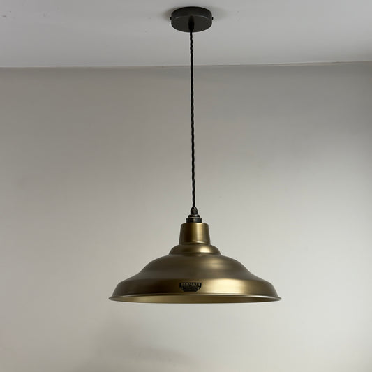Bawsey - Antique Brass Industrial Pendant Light Factory Shade - 16 Inch