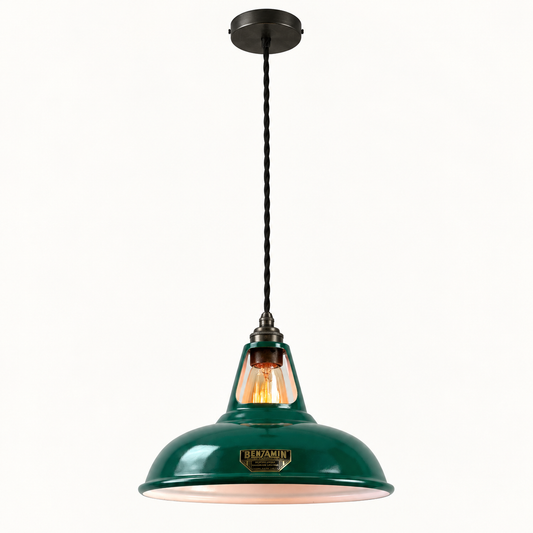 Cawston Racing Green Coolicon Lampshade Pendant Light - 11 Inch