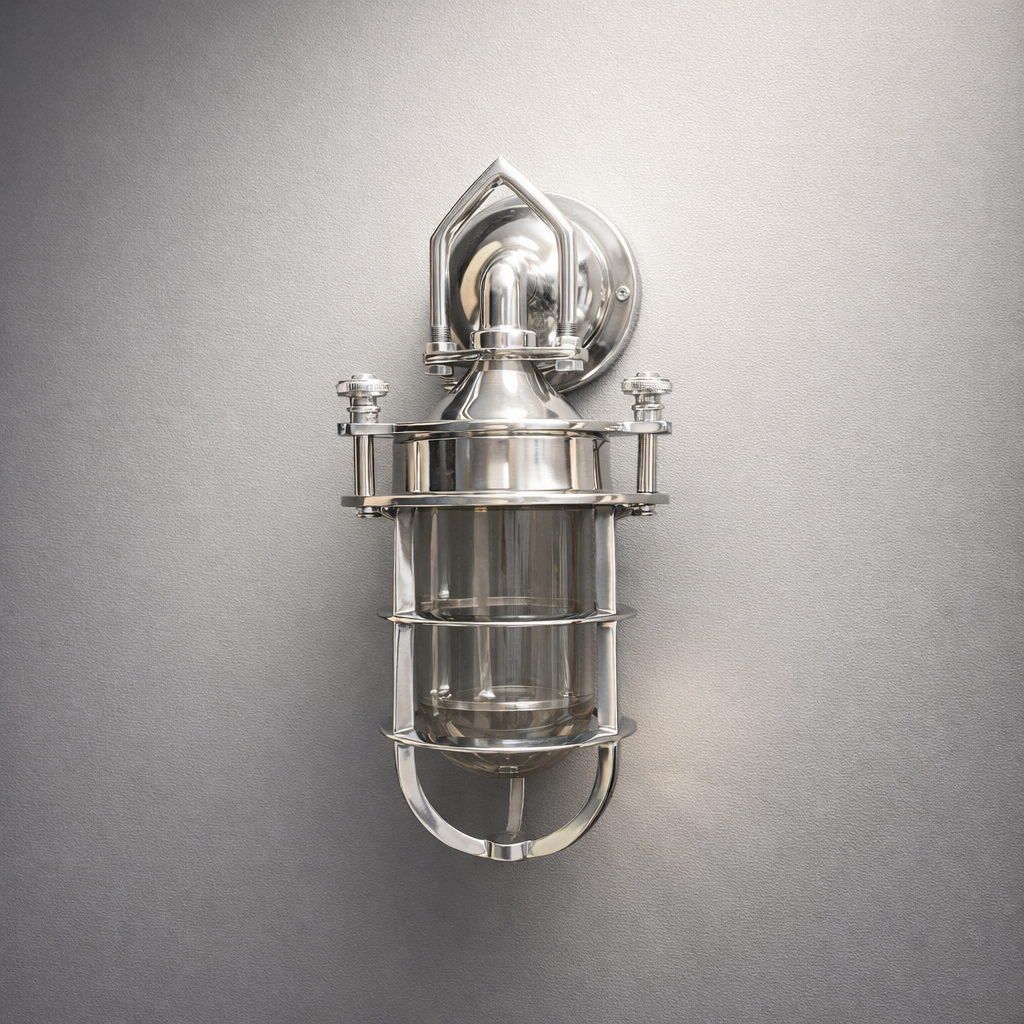 Kelling ~ Bulkhead Outdoor & Bathroom Sconce Wall Light Solid Polished Aluminium  |  11 Inch