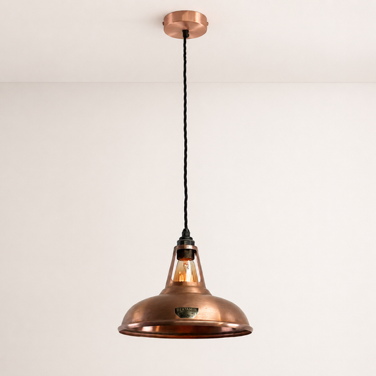 Cawston - Antique Copper Coolicon Slotted Lampshade Pendant Ceiling Light - 11 Inch