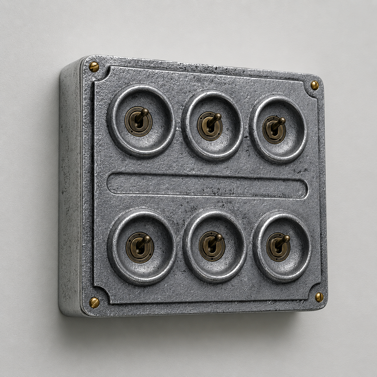 6 Gang 2 Way Solid Cast Metal Conduit Light Switch | Vintage Crabtree Style