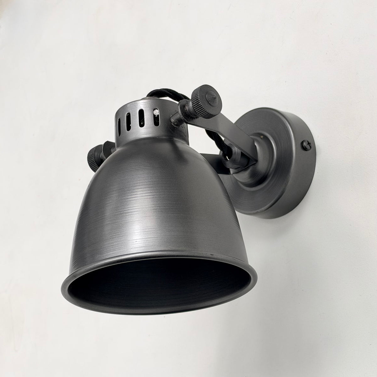 Colby ~ Solid Pewter Grey Steel Short Adjustable Arm Industrial Wall Light *Factory Second*