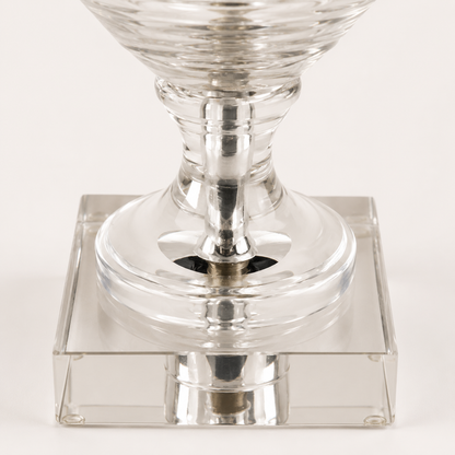 Clifton Clear Ribbed Glass Urn Table Lamp with Antique Brass Detailing