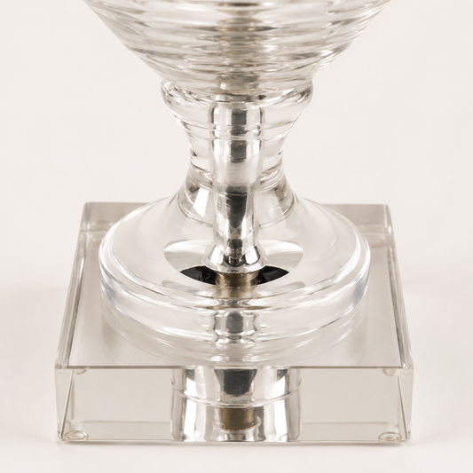 Clifton Clear Ribbed Glass Urn Table Lamp with Antique Brass Detailing