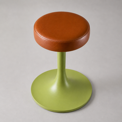 The Schoolhouse Wasabi Green & Tan Leather Seat Stool