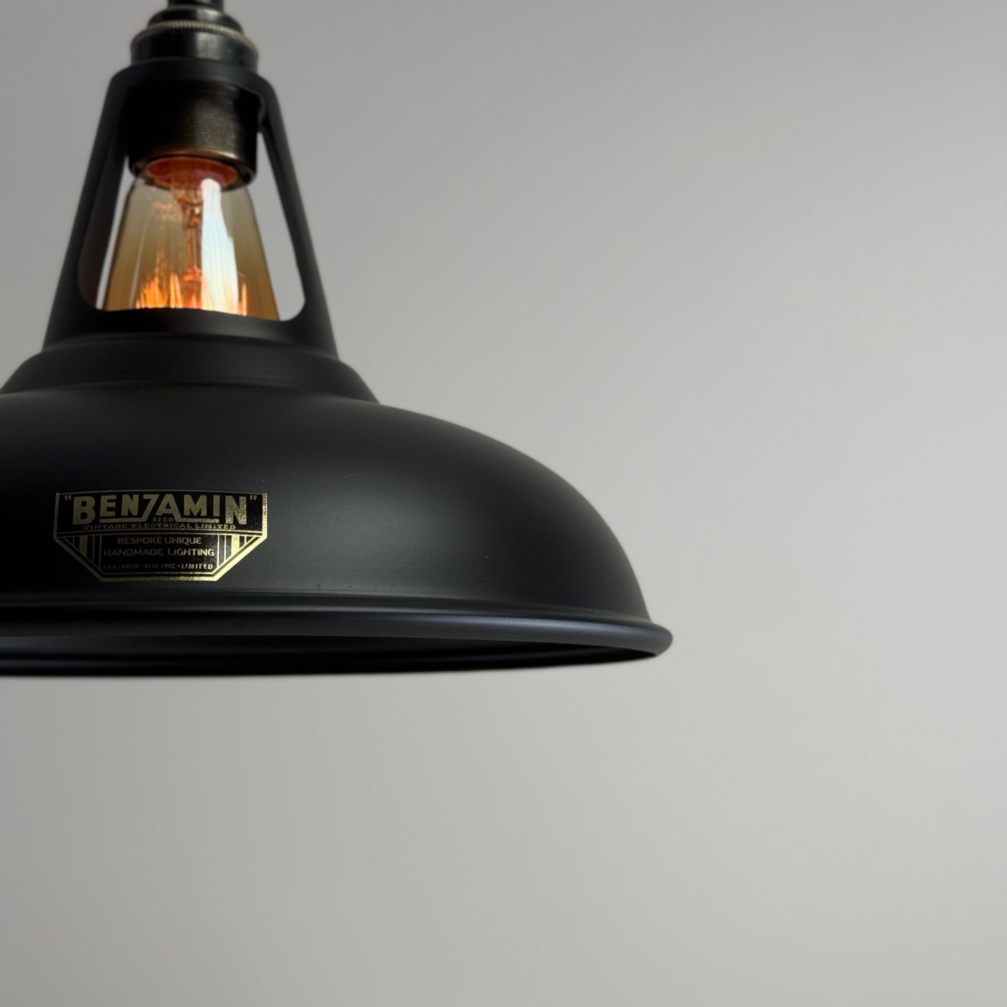 Cawston - Matt Black Lampshade Slotted Design Pendant Ceiling Light - 11 Inch *Pre Order*