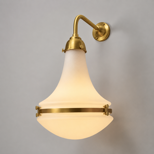 Opaline Antique Brass Wall Sconce Industrial Vintage Light | Dining Room | Kitchen Table |