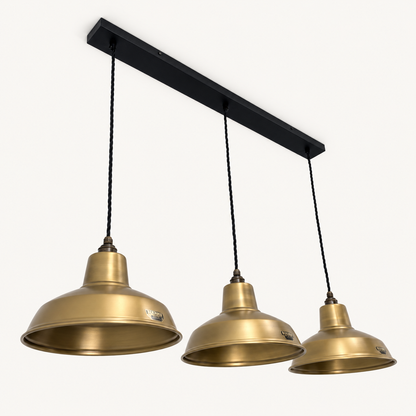 Filby - 3 x Antique Brass Lampshade Wire Cluster Track Light - 91cm