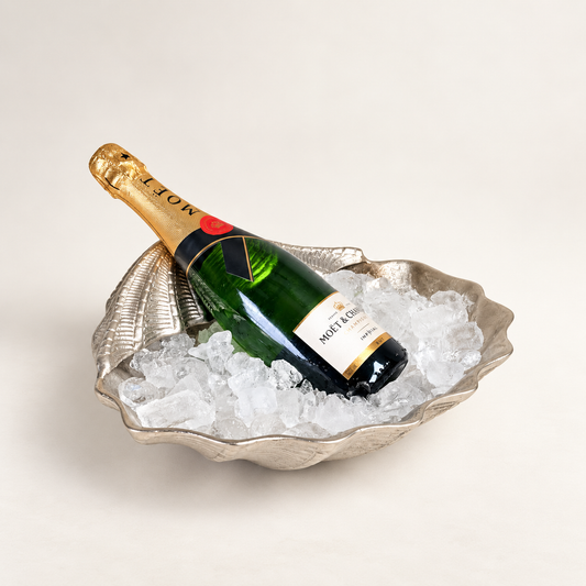 Clamshell Solid Champagne Ice Bucket ~ Wine Cooler