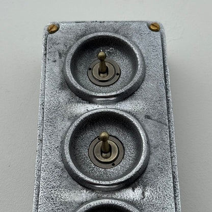 3 Gang 2 Way Solid Cast Metal Toggle Light Switch | Industrial Vintage Surface Mounted *Factory Second*