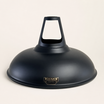 Cawston XL Matt Black Coolicon Lampshade Pendant Light - 14 Inch