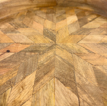 Moët & Chandon Champagne Medium Round Wooden Serving Tray Natural Wooden Patchwork