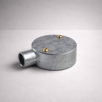 20mm Galvanised Round Conduit Box - Single Entry