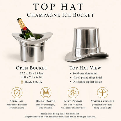 Top Hat Champagne Ice Bucket | Solid Cast Aluminium Wine & Bottle Cooler