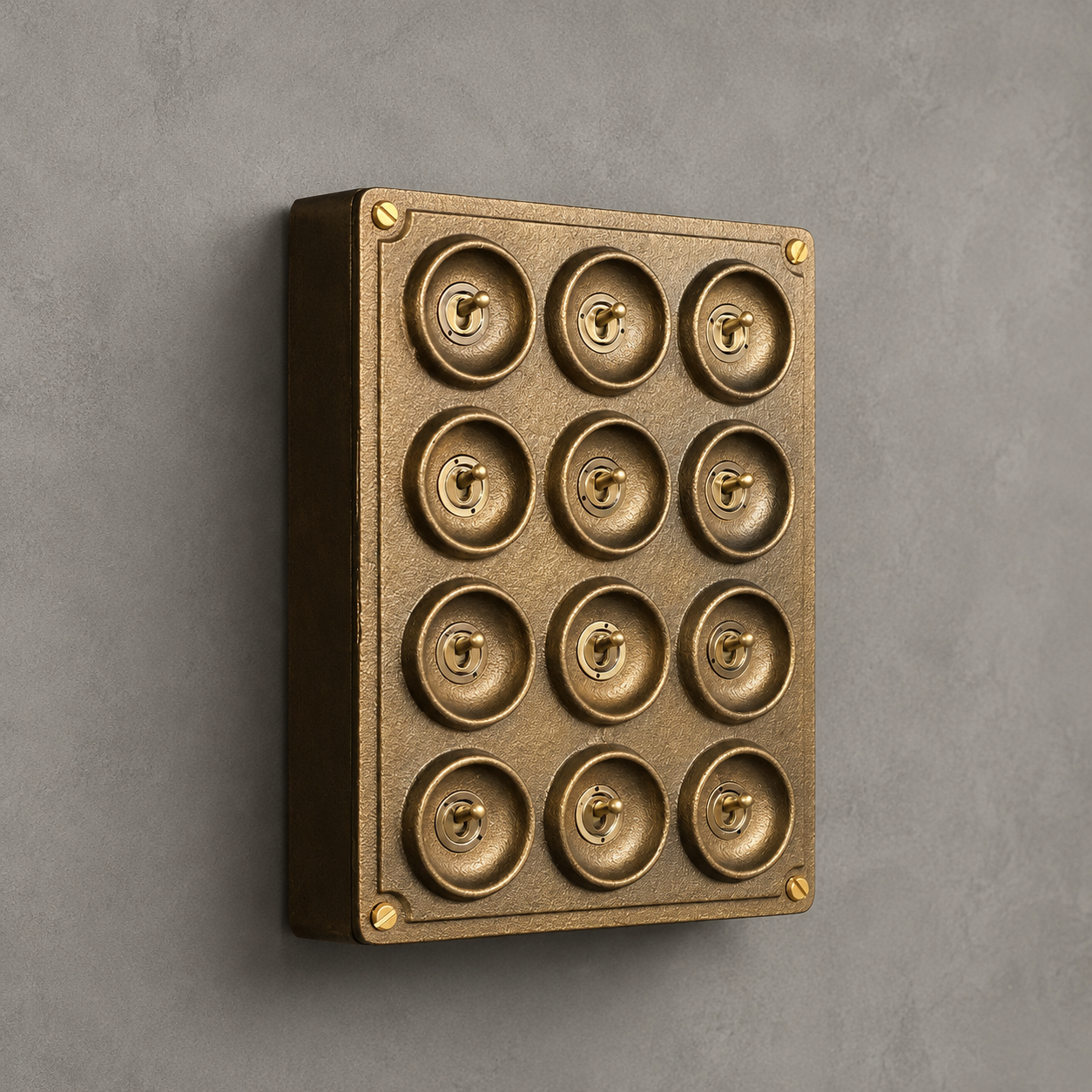 12 Gang 2 Way Bronze Solid Cast Metal Conduit Toggle Light Switch