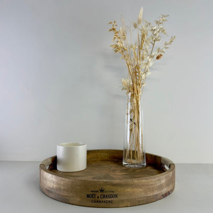 Moët & Chandon Champagne Medium Round Wooden Serving Tray Natural Wooden Patchwork