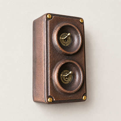 Double 2 Gang Antique Copper Metal Surface Mounting Conduit Light Switch