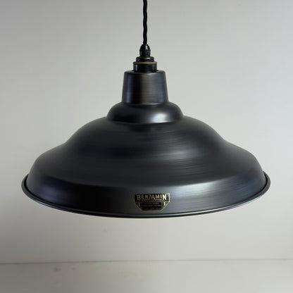 Bawsey Pewter Industrial Factory Pendant Light - 16 Inch