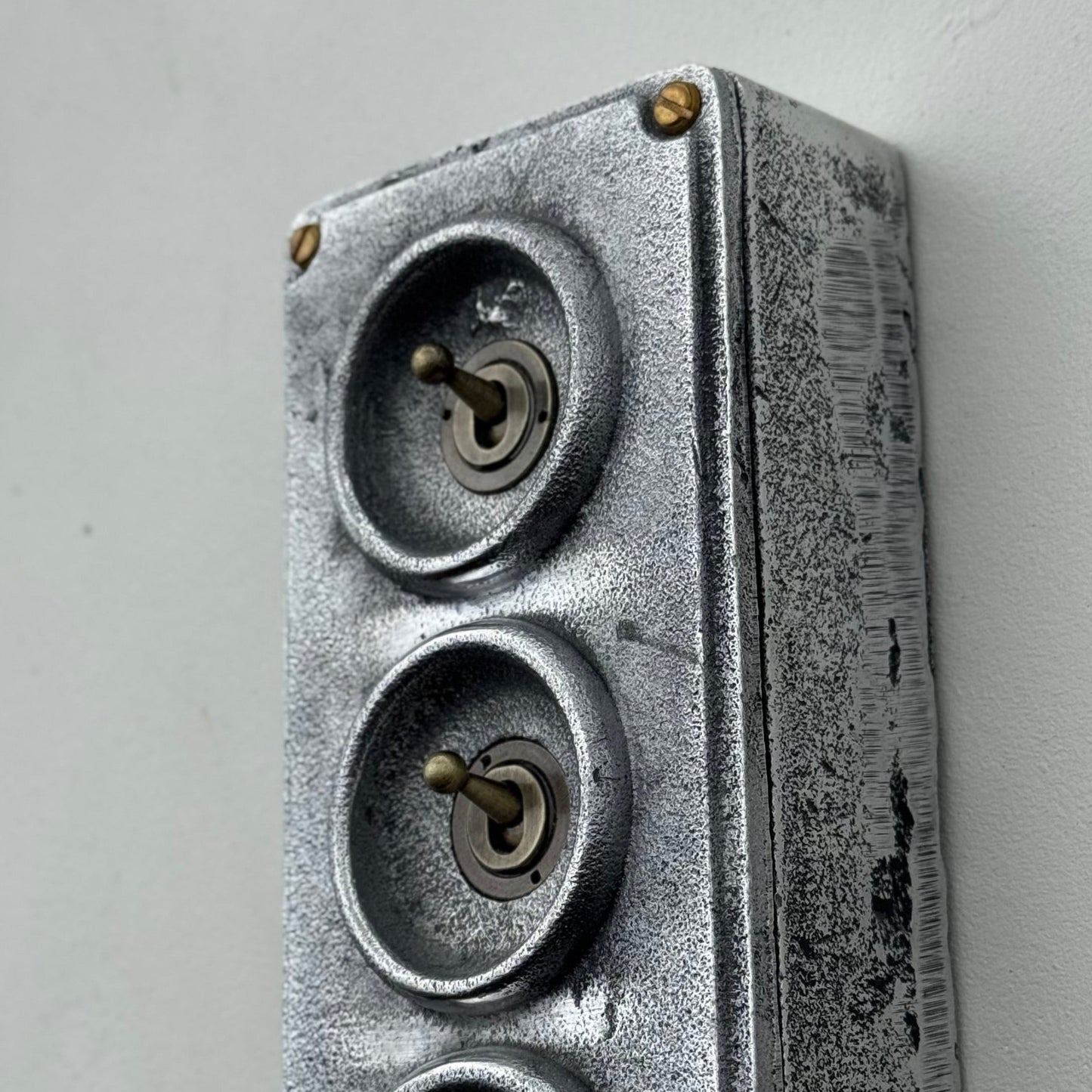 3 Gang 2 Way Solid Cast Metal Toggle Light Switch | Industrial Vintage Surface Mounted *Factory Second*