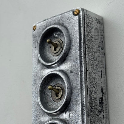 3 Gang 2 Way Solid Cast Metal Toggle Light Switch | Industrial Vintage Surface Mounted *Factory Second*