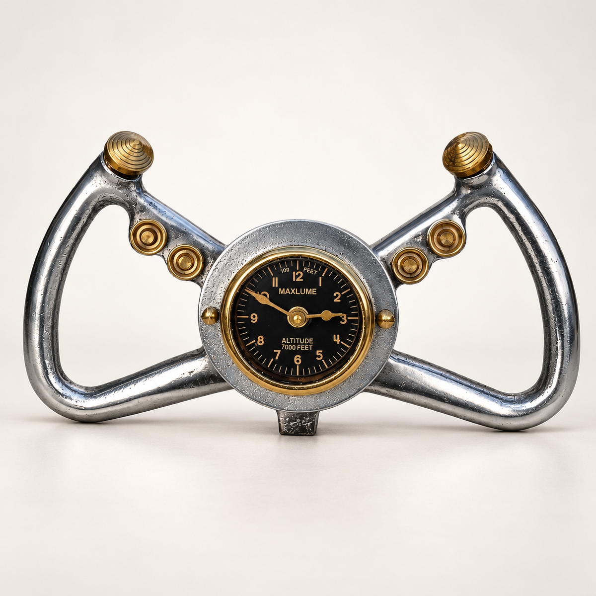 Cockpit Pilots Aviator Desk Clock - Cast Aluminium & Brass