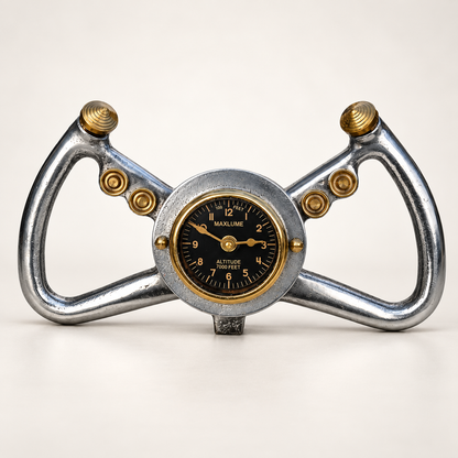 Cockpit Pilots Aviator Desk Clock - Cast Aluminium & Brass