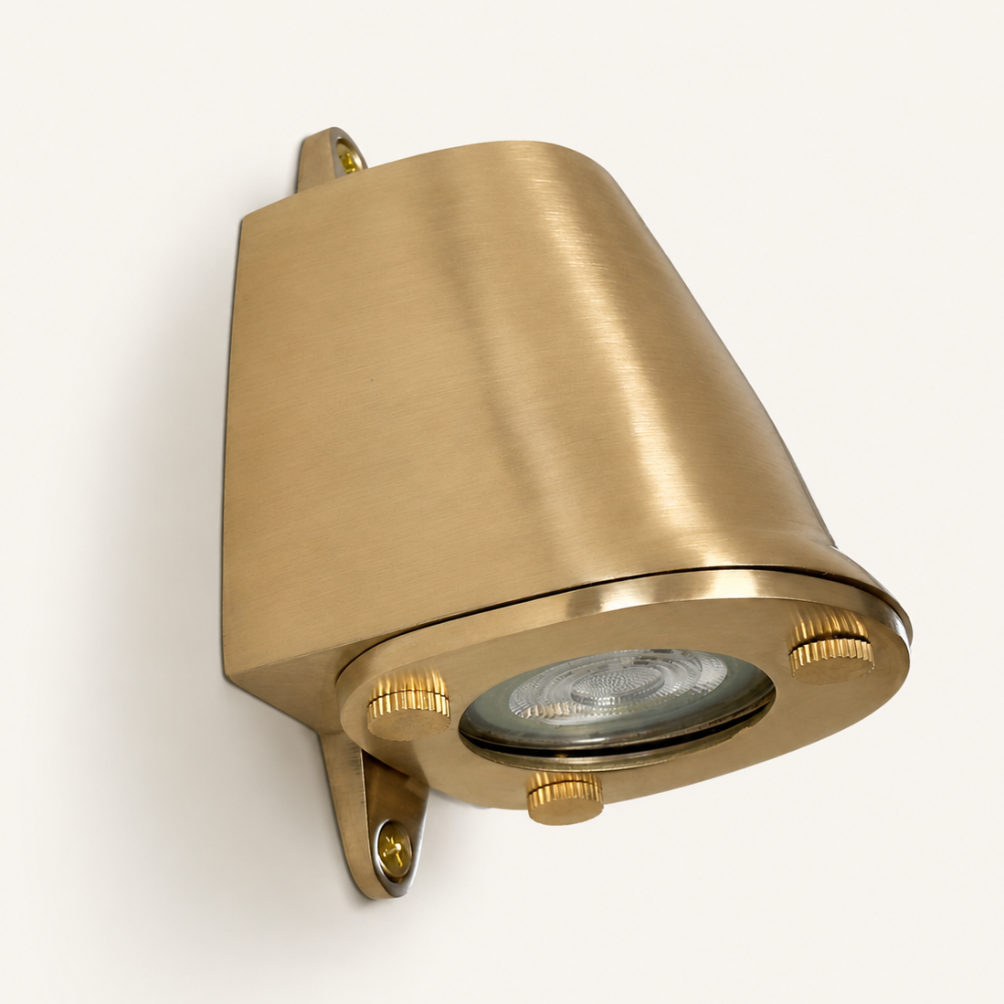 Holt - Raw Solid Brass Mast Down Wall Light - IP54 Outdoor & Bathroom