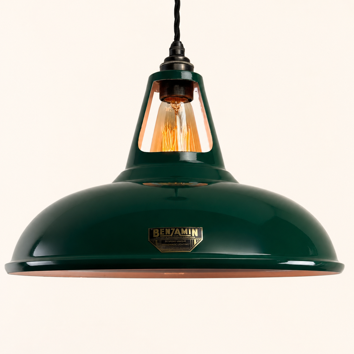 Cawston XL Racing Green Coolicon Lampshade Pendant Light - 14 Inch