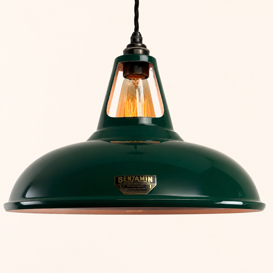 Cawston XL Racing Green Coolicon Lampshade Pendant Light - 14 Inch