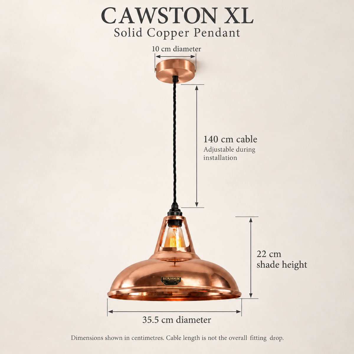 Cawston XL Handspun Solid Copper Coolicon Pendant - 14 Inch | Factory Second