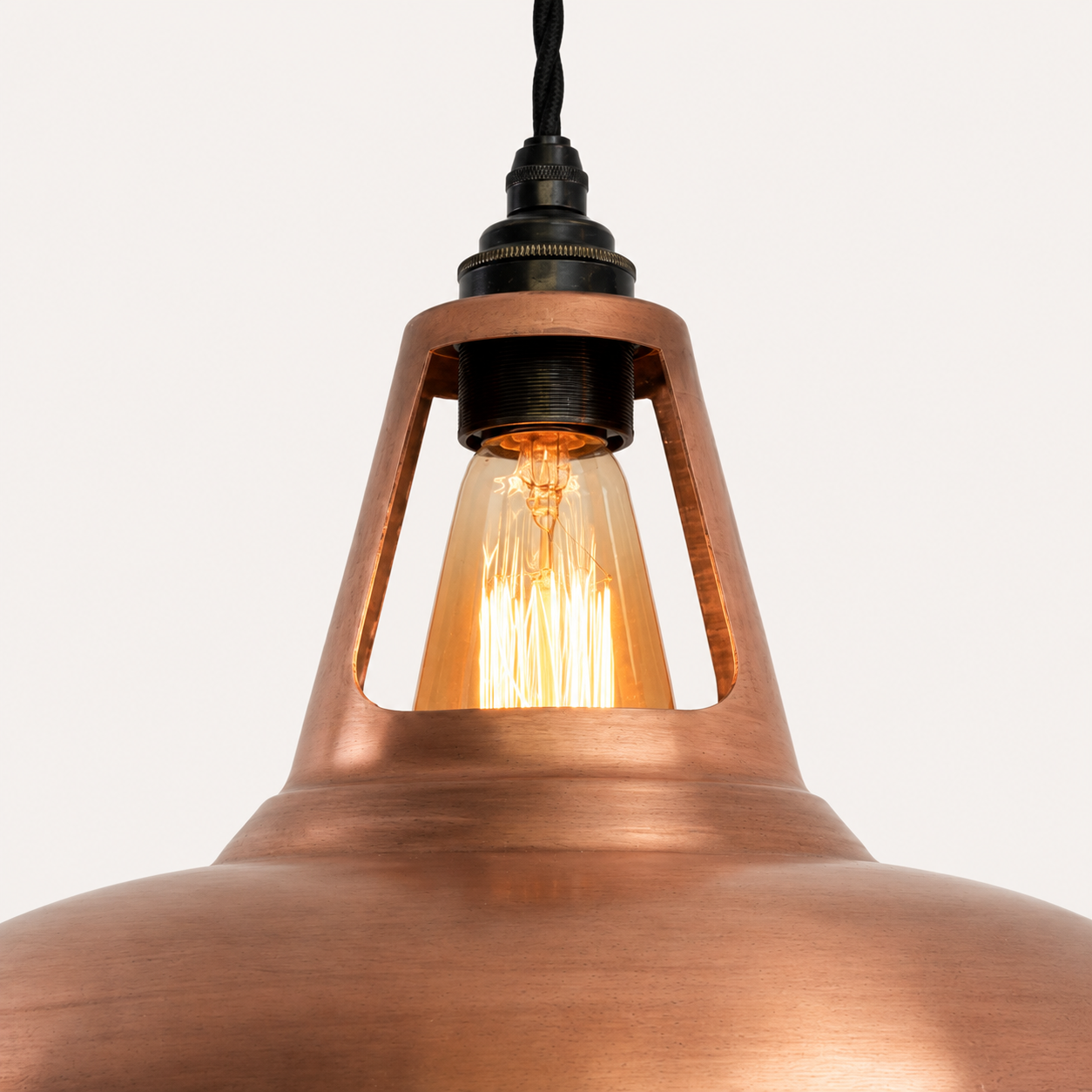 Cawston - XL Antique Copper Slotted Pendant Light - 14 Inch