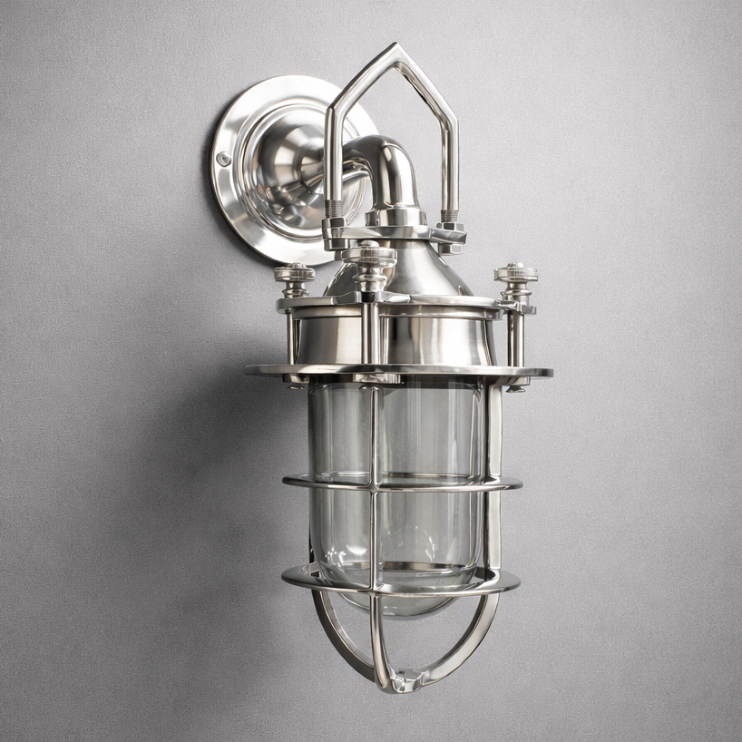 Kelling ~ Bulkhead Outdoor & Bathroom Sconce Wall Light Solid Polished Aluminium  |  11 Inch