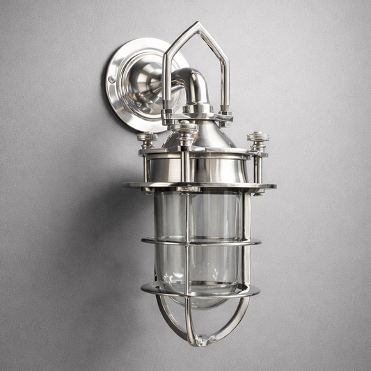 Kelling ~ Bulkhead Outdoor & Bathroom Sconce Wall Light Solid Polished Aluminium  |  11 Inch