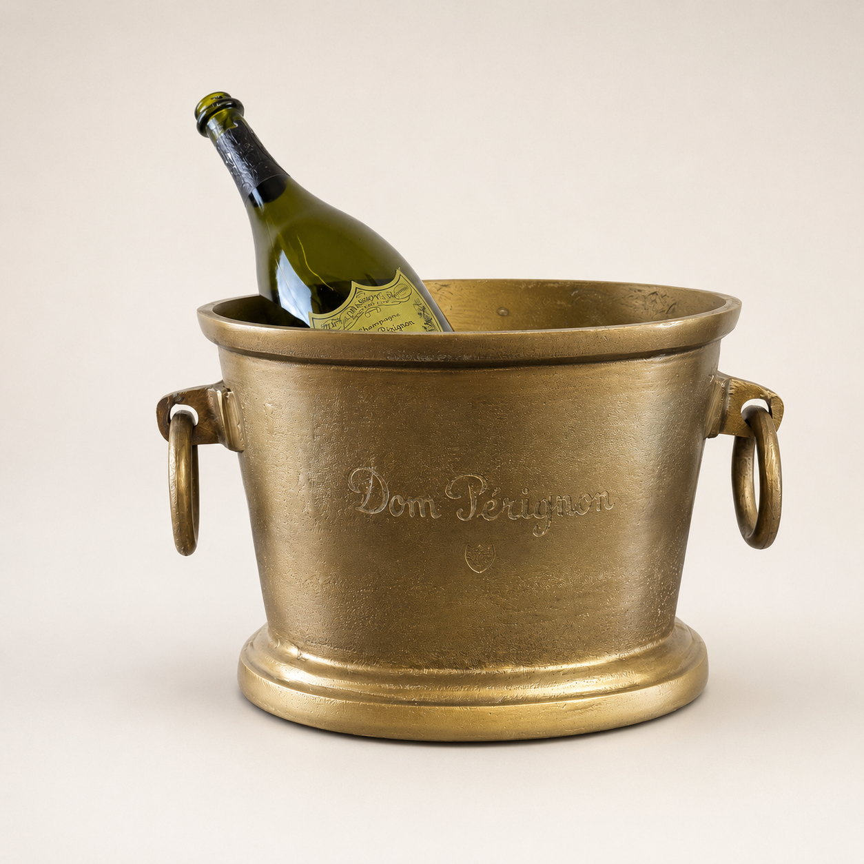 Dom Perignon Antique Brass Engraved Champagne Ice Bucket