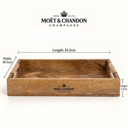 Moët & Chandon Champagne Serving Tray Wooden Patchwork - 35cm