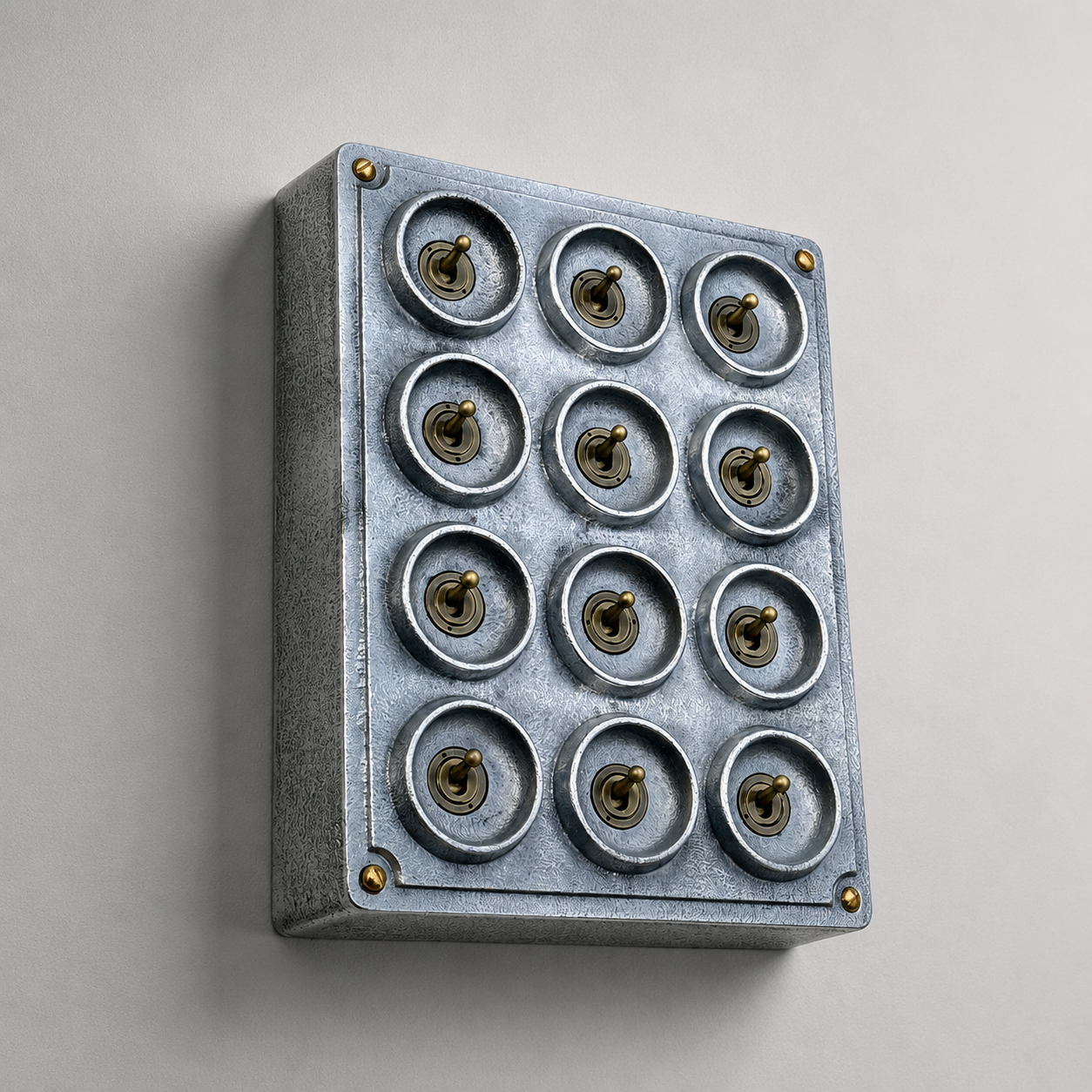 12 Gang 2 Way Cast Aluminium Industrial Toggle Switch Light Panel
