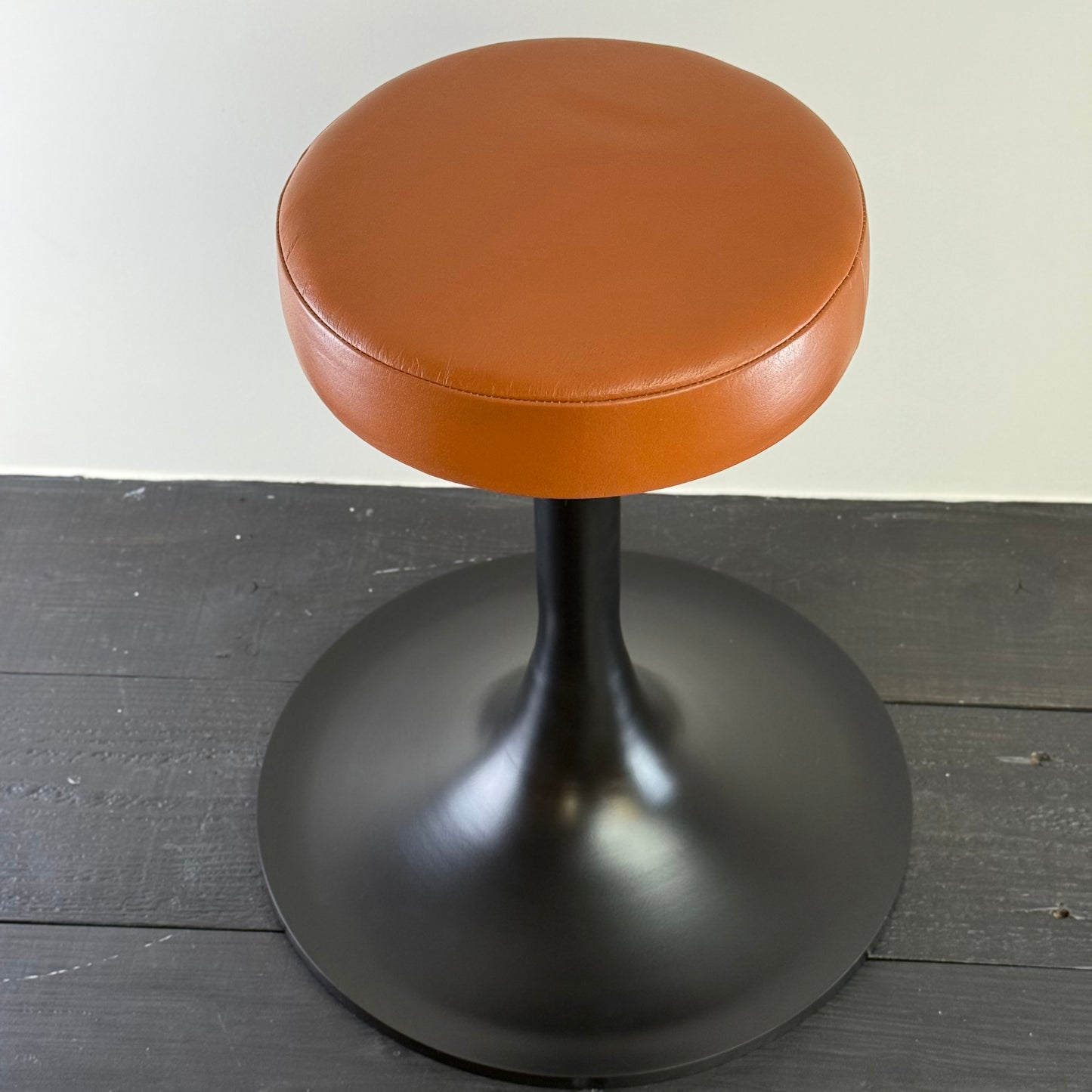 Matt Black Leather Seat 1970s Vintage Inspired Andy Stool Schoolhouse