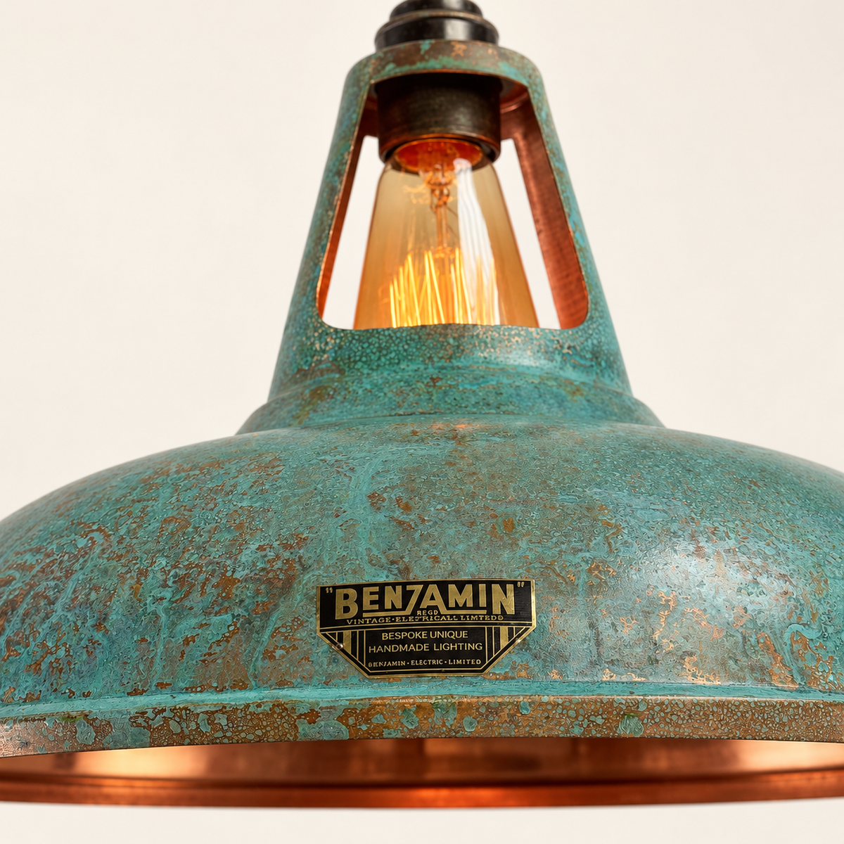 Cawston XL Solid Copper Verdigris Patina Coolicon Lampshade Pendant Light - 14 Inch